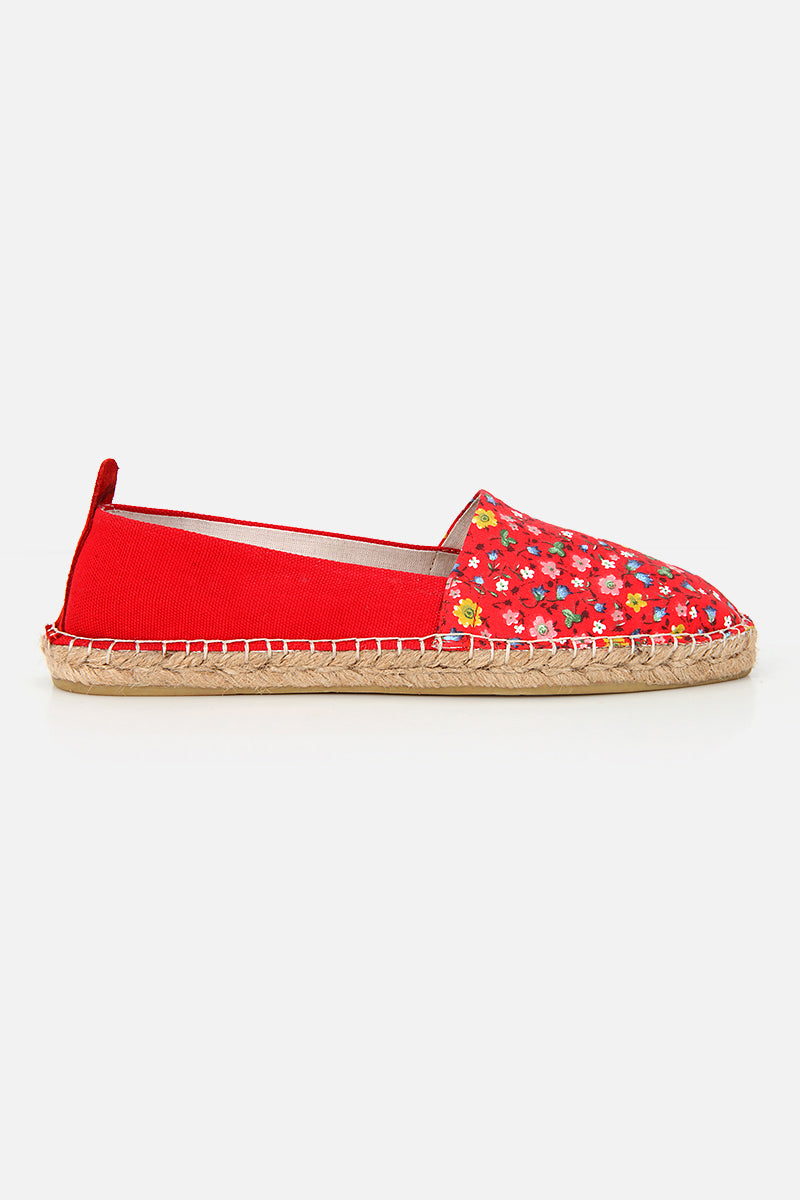 Tenny Kırmızı Çiçekli Kadın Düz Espadril