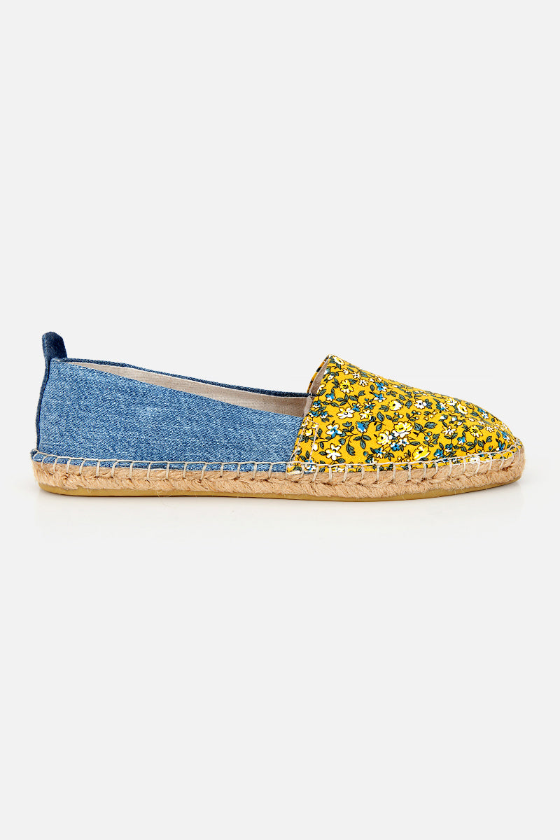 Tenny Sarı Çiçekli Kadın Düz Espadril